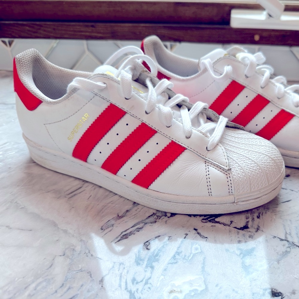 adidas White and Red Women's Sneakers - Picture 5 of 6